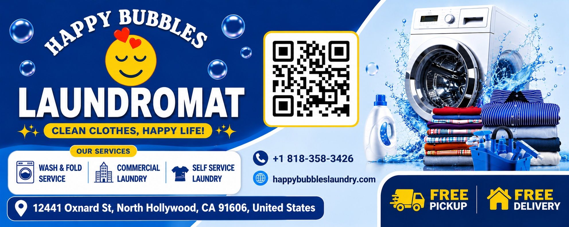 Happy Bubbles Laundry Fb Banner
